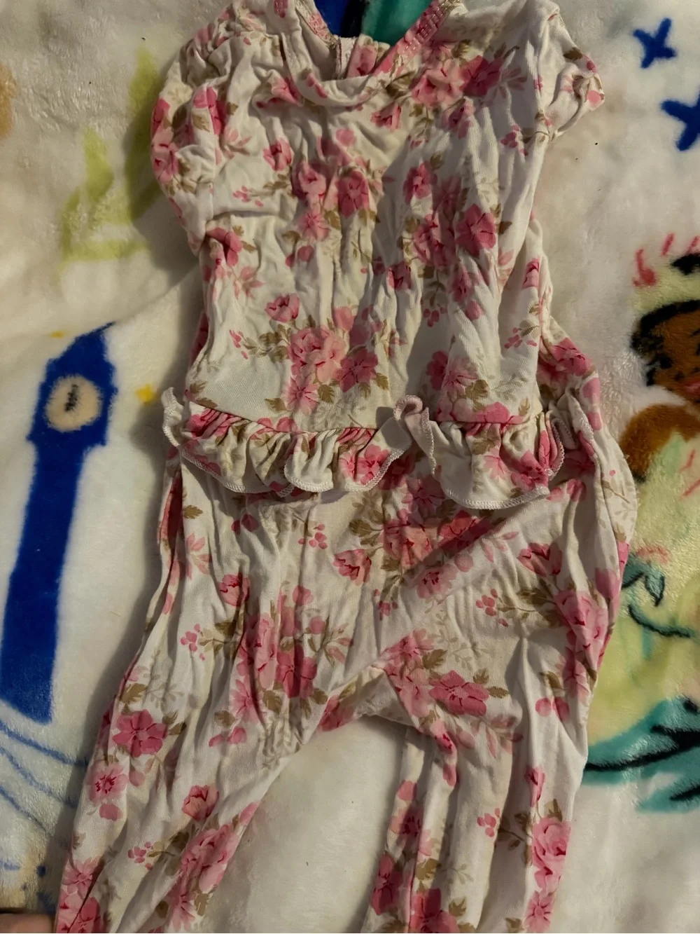 Little Me Floral Pink and Cream Footed Pajamas